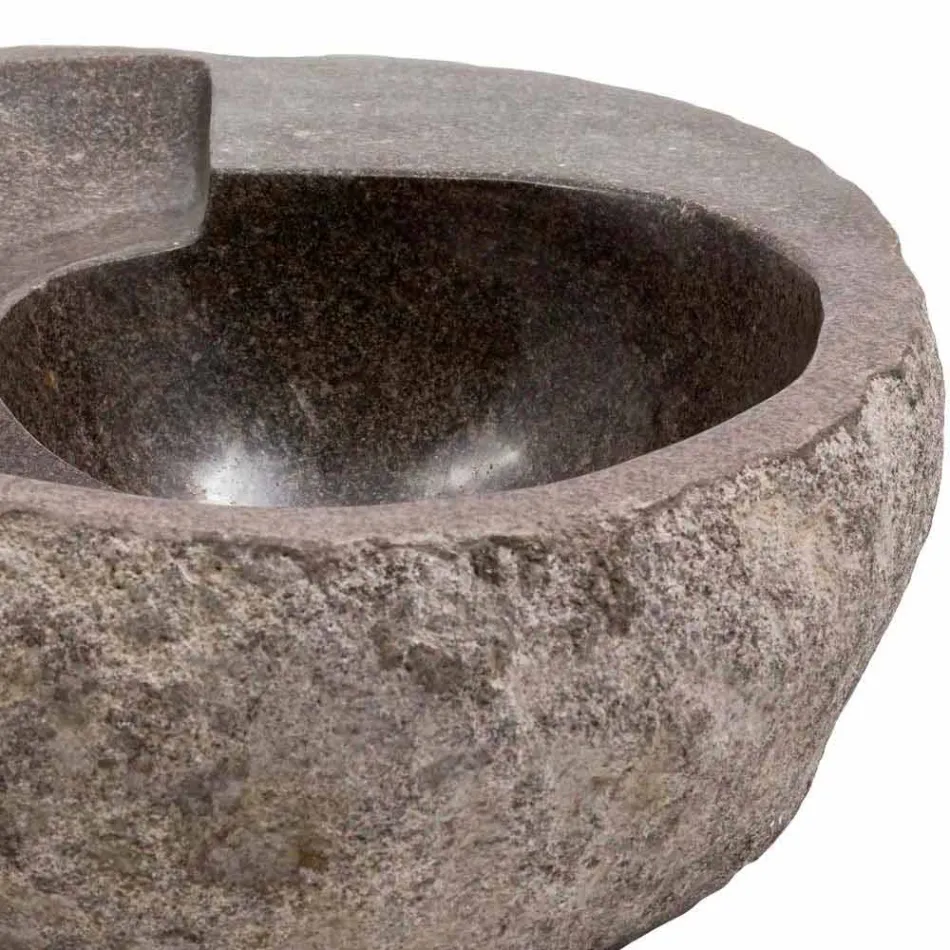 Lavabo à poser de design moderne en pierre de rivière, Busca Viadurini