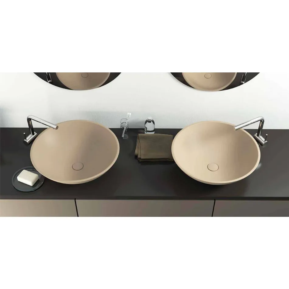 Lavabo suspendu circulaire moderne fabriqué en Italie, Donnas Viadurini