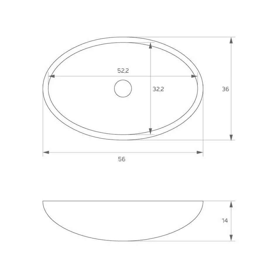 Lavabo sur pied ovale sur pied fabriqué en Italie, Frascati Viadurini