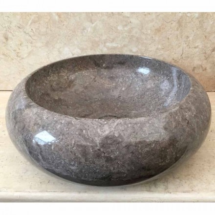 Lavabo à poser en pierre naturelle gris Iza, pièce unique Viadurini