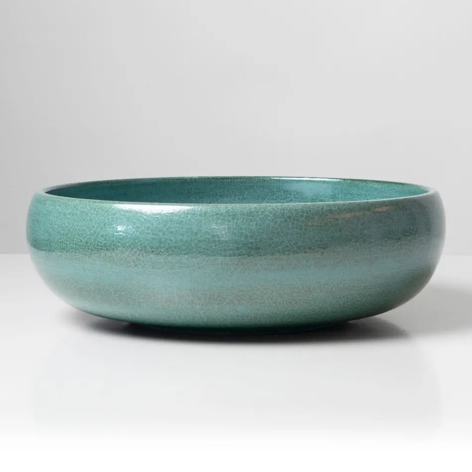 Évier de comptoir en argile Raku avec lustre craquelé métallique - Prisma Viadurini