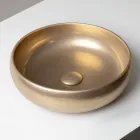 Évier de comptoir en argile Raku métallisée tournée à la main - Prisma Viadurini