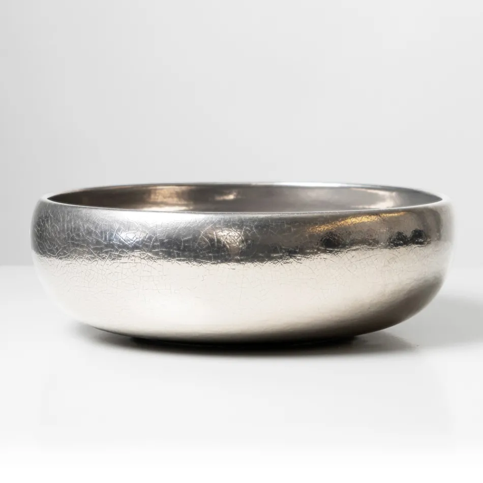 Évier de comptoir en argile Raku métallisée tournée à la main - Prisma Viadurini