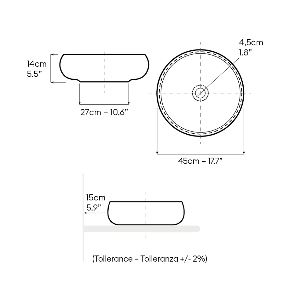 Évier de comptoir en argile réfractaire foncée ou ocre - Prisma Viadurini