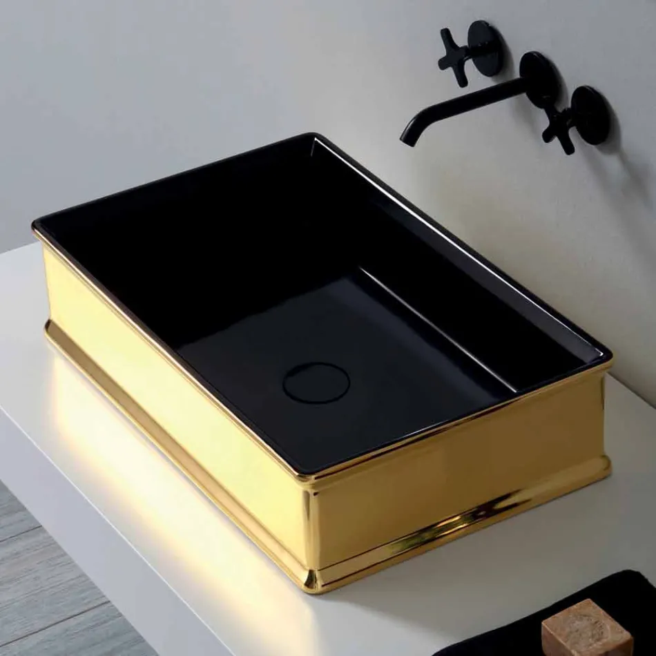 Lavabo à poser en céramique bicolore fabriqué en Italie par Debora Viadurini