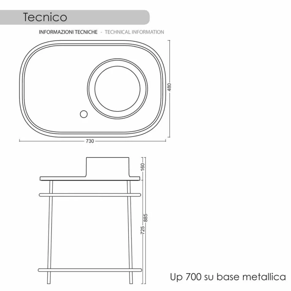 Lavabo en pleine base métallique céramique Marta Viadurini