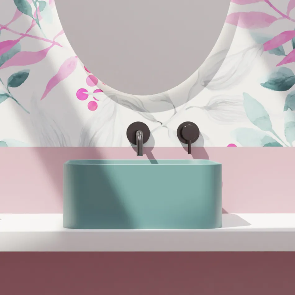 Lavabo à poser en céramique avec vidage inclus Fabriqué en Italie - Boîte Viadurini