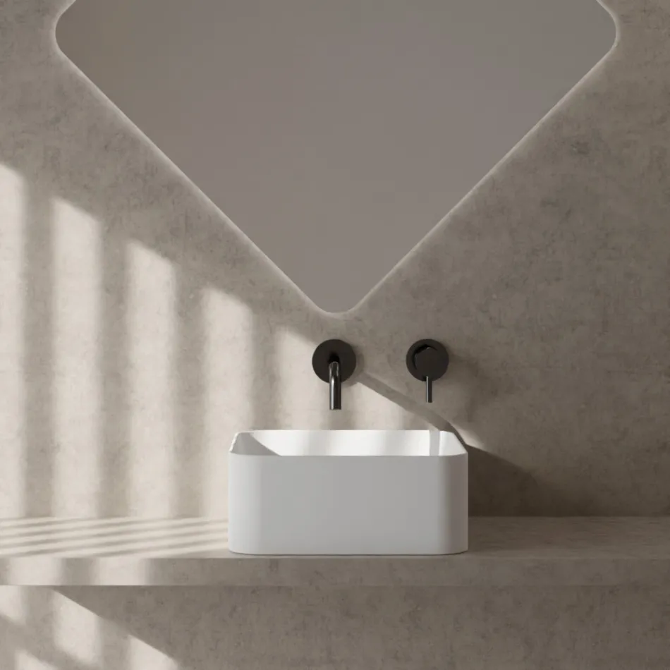 Lavabo à poser en céramique avec vidage inclus Fabriqué en Italie - Boîte Viadurini