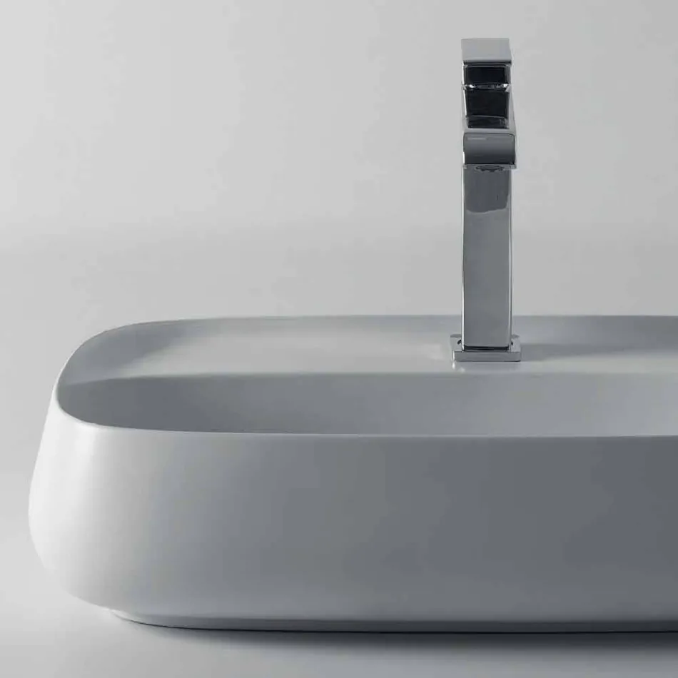 Lavabo à poser en céramique moderne fabriqué en Italie, Gaiola Viadurini