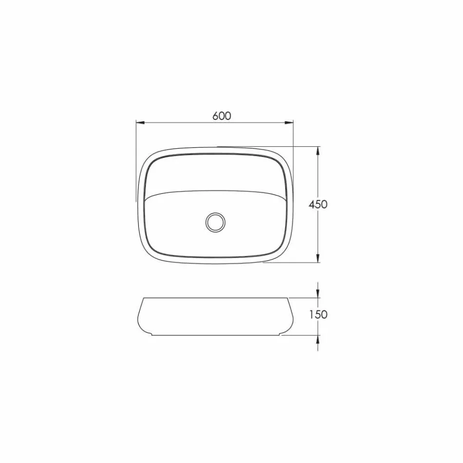 Lavabo à poser en céramique moderne fabriqué en Italie, Gaiola Viadurini