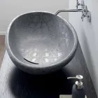 Lavabo à poser en céramique imprimée de noix de coco grise fabriqué en Italie brillant Viadurini