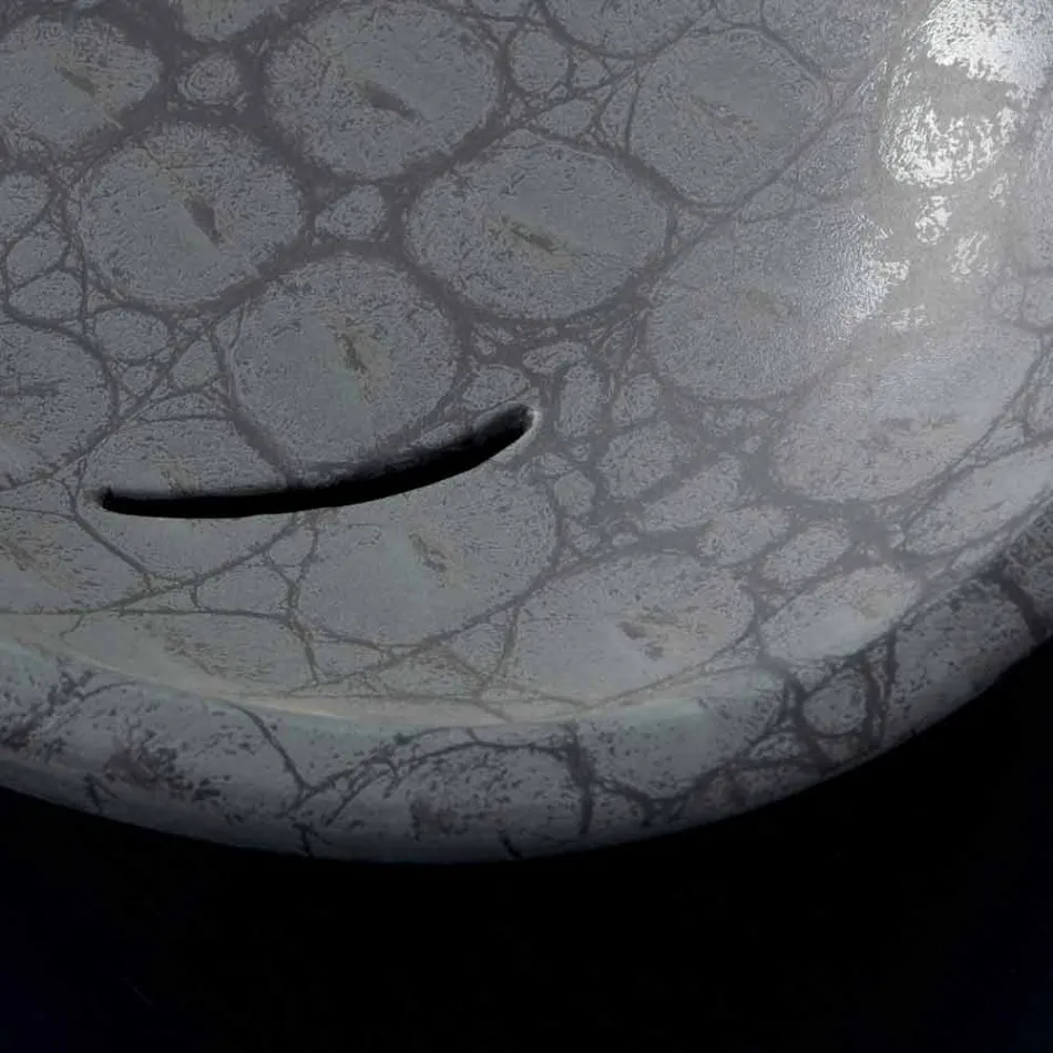 Lavabo à poser en céramique imprimée de noix de coco grise fabriqué en Italie brillant Viadurini