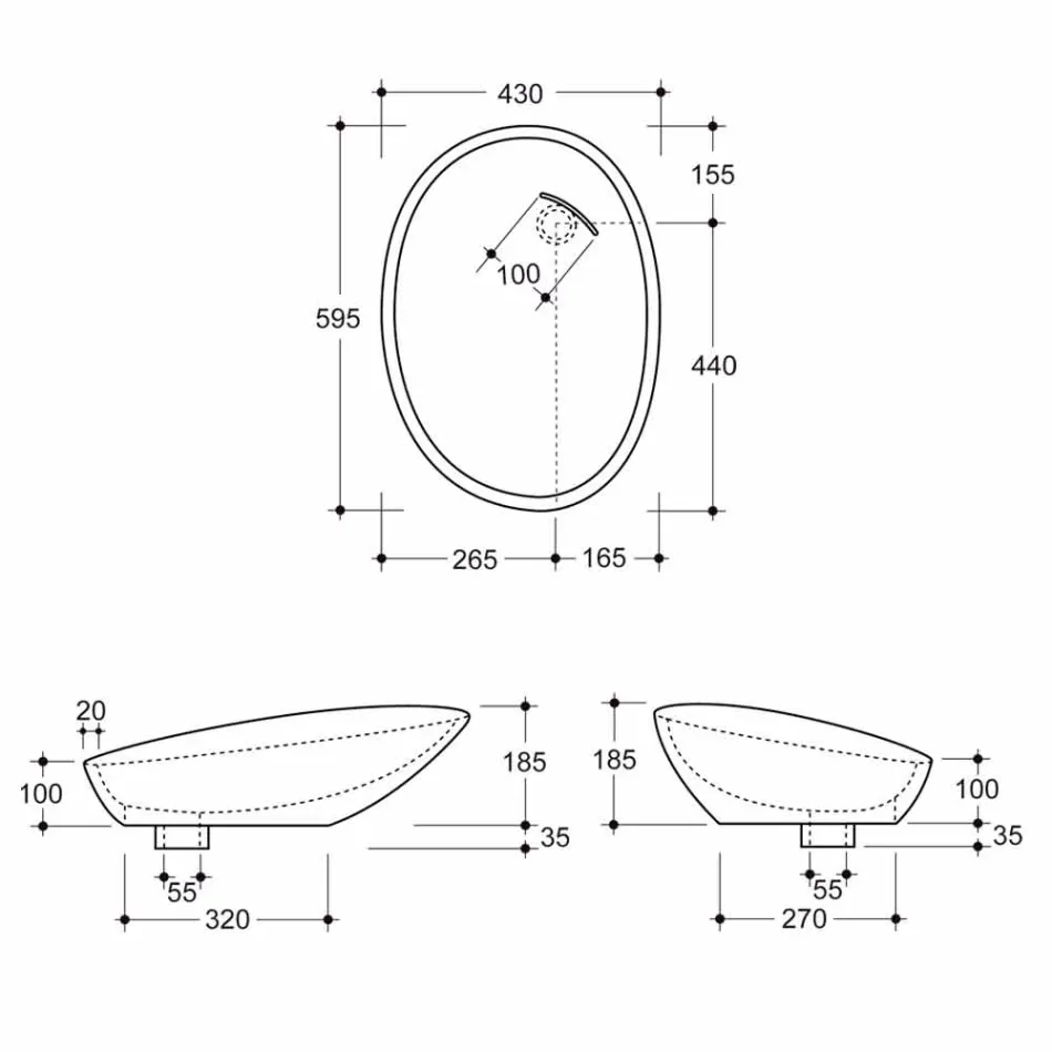 Lavabo à poser en céramique imprimée de noix de coco grise fabriqué en Italie brillant Viadurini