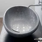Lavabo à poser en céramique imprimée de noix de coco grise fabriqué en Italie brillant Viadurini