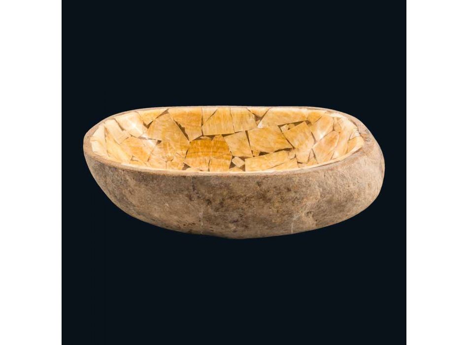 Lavabo en galets et Kelvin pierre onyx, pièce unique Viadurini