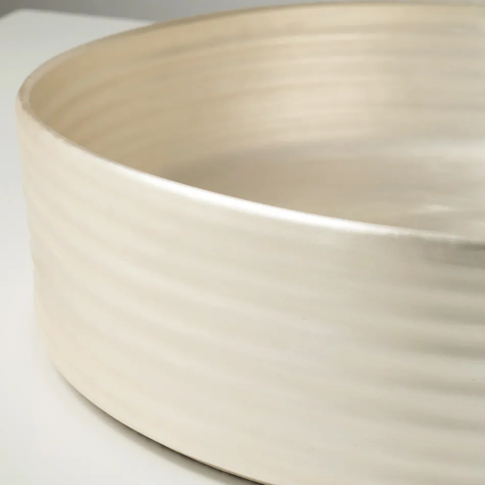 Lavabo à poser en grès cérame argenté ou blanc - Vibration Viadurini