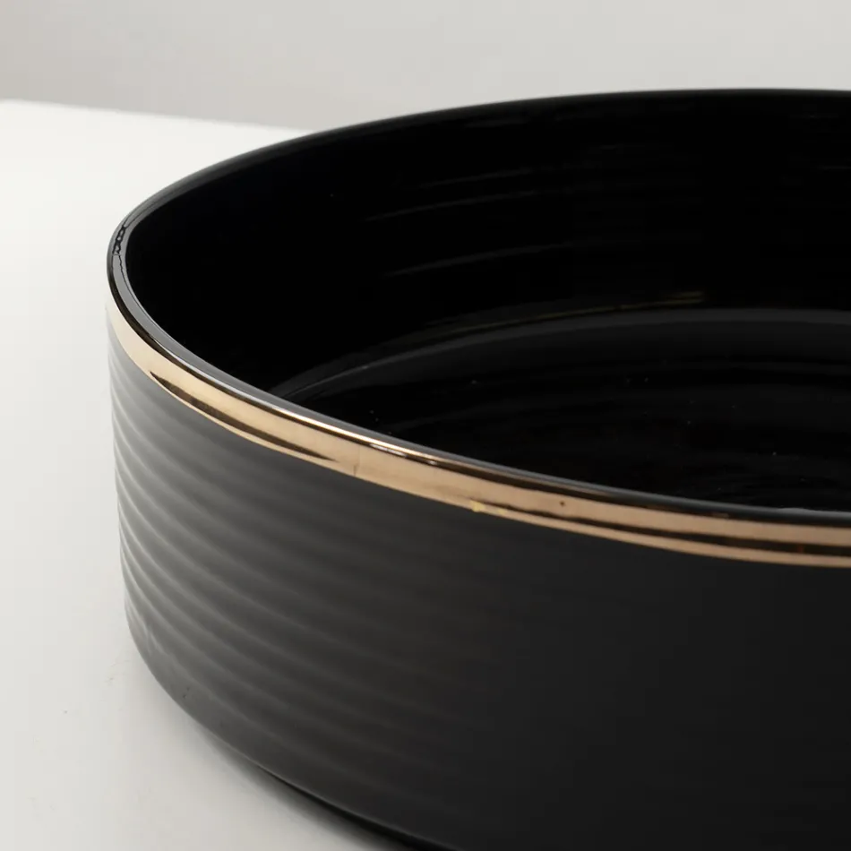 Évier à poser en grès cérame avec bordure émaillée - Vibration Viadurini