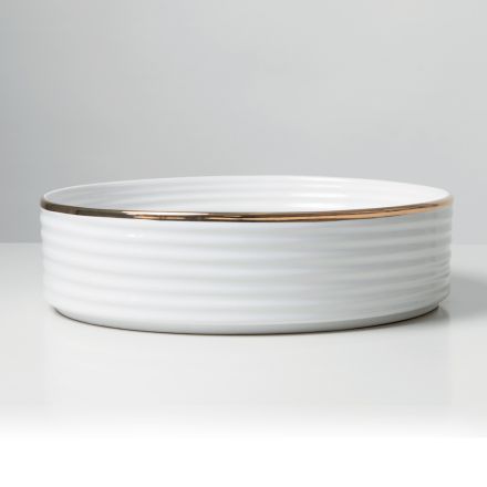 Évier à poser en grès cérame avec bordure émaillée - Vibration Viadurini