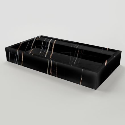 Lavabo à poser en grès cérame effet marbre, fabriqué en Italie - Cervia Viadurini