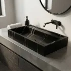 Lavabo à poser en grès cérame effet marbre, fabriqué en Italie - Cervia Viadurini