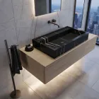 Lavabo à poser en grès cérame effet marbre, fabriqué en Italie - Cervia Viadurini