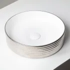 Vasque à poser en grès cérame ondulé fabriqué en Italie - Vibrazione Viadurini