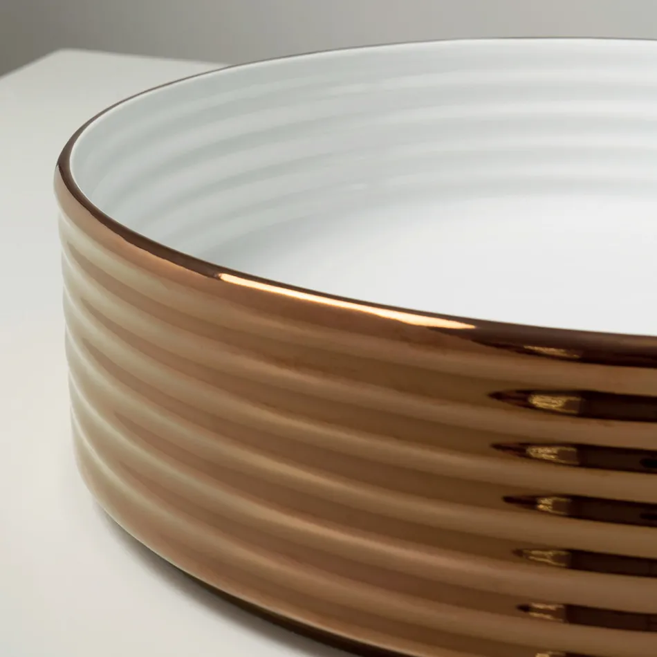 Vasque à poser en grès cérame ondulé fabriqué en Italie - Vibrazione Viadurini