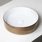 Vasque à poser en grès cérame ondulé fabriqué en Italie - Vibrazione Viadurini