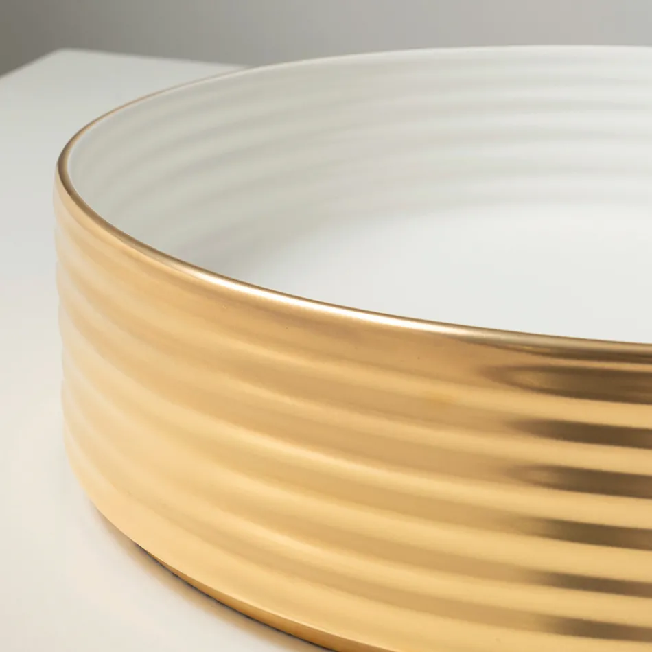 Vasque à poser en grès cérame ondulé fabriqué en Italie - Vibrazione Viadurini