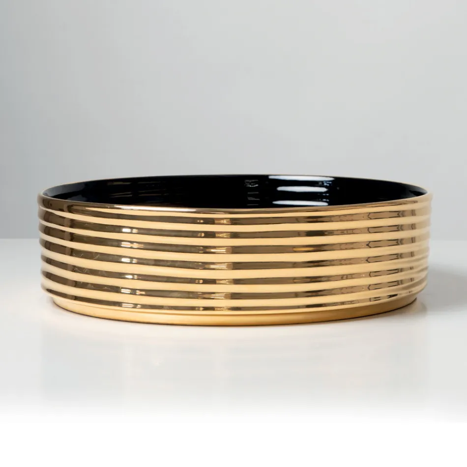 Vasque à poser en grès cérame ondulé fabriqué en Italie - Vibrazione Viadurini