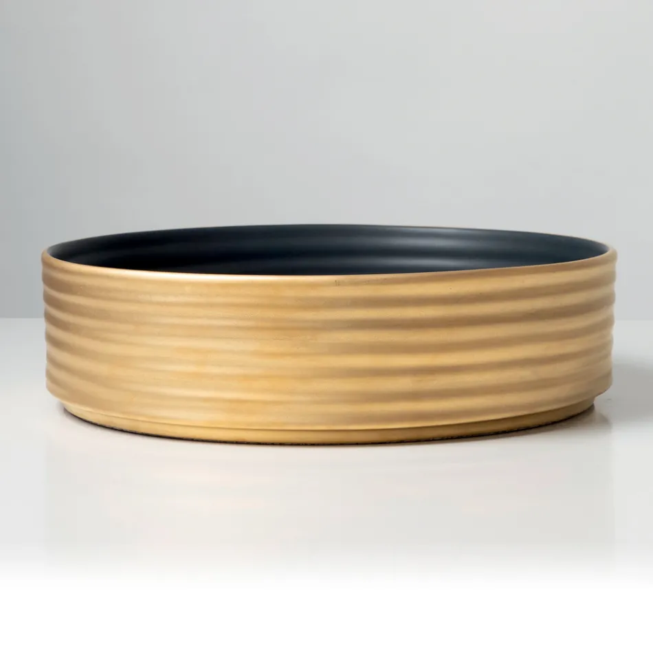 Vasque à poser en grès cérame ondulé fabriqué en Italie - Vibrazione Viadurini