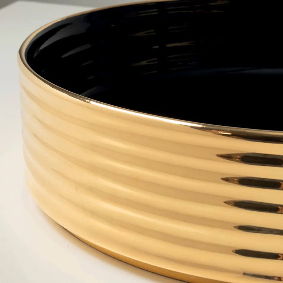 Vasque à poser en grès cérame ondulé fabriqué en Italie - Vibrazione Viadurini