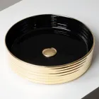 Vasque à poser en grès cérame ondulé fabriqué en Italie - Vibrazione Viadurini