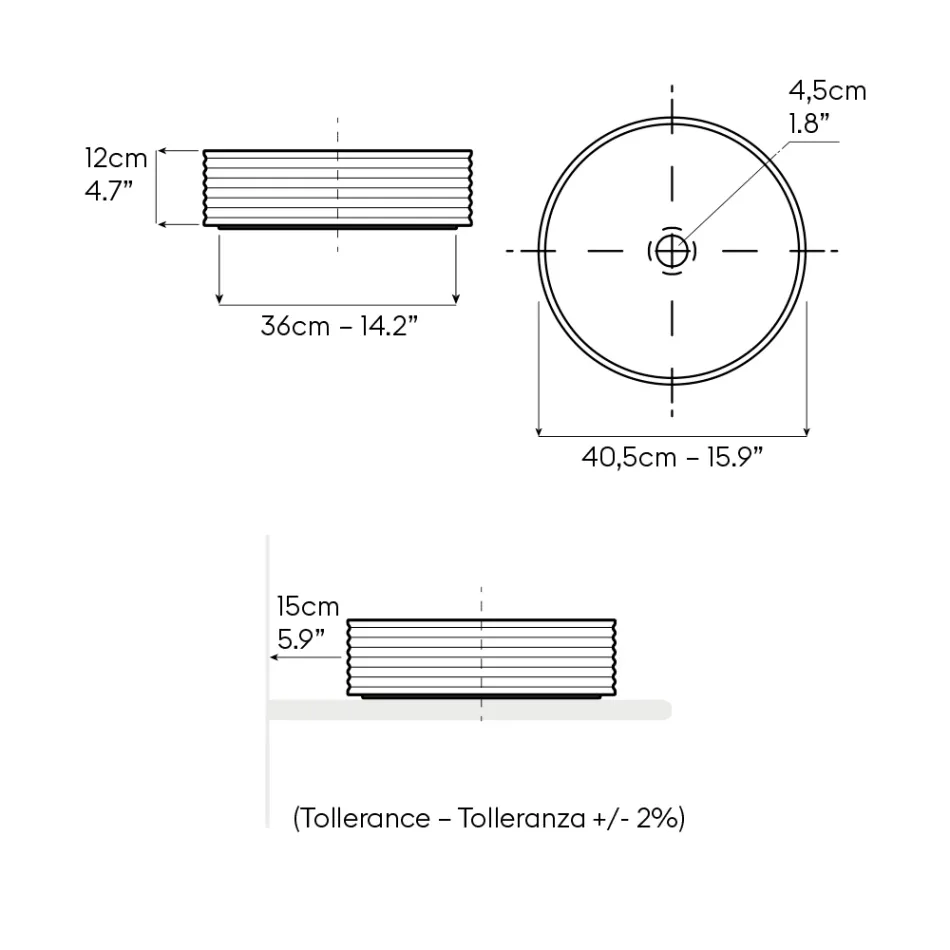 Vasque à poser en grès cérame ondulé fabriqué en Italie - Vibrazione Viadurini