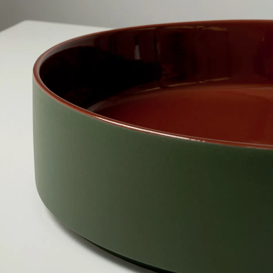 Vasque à poser Halo en grès cérame tourné à la main, fabriquée en Italie Viadurini