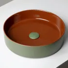Vasque à poser Halo en grès cérame tourné à la main, fabriquée en Italie Viadurini