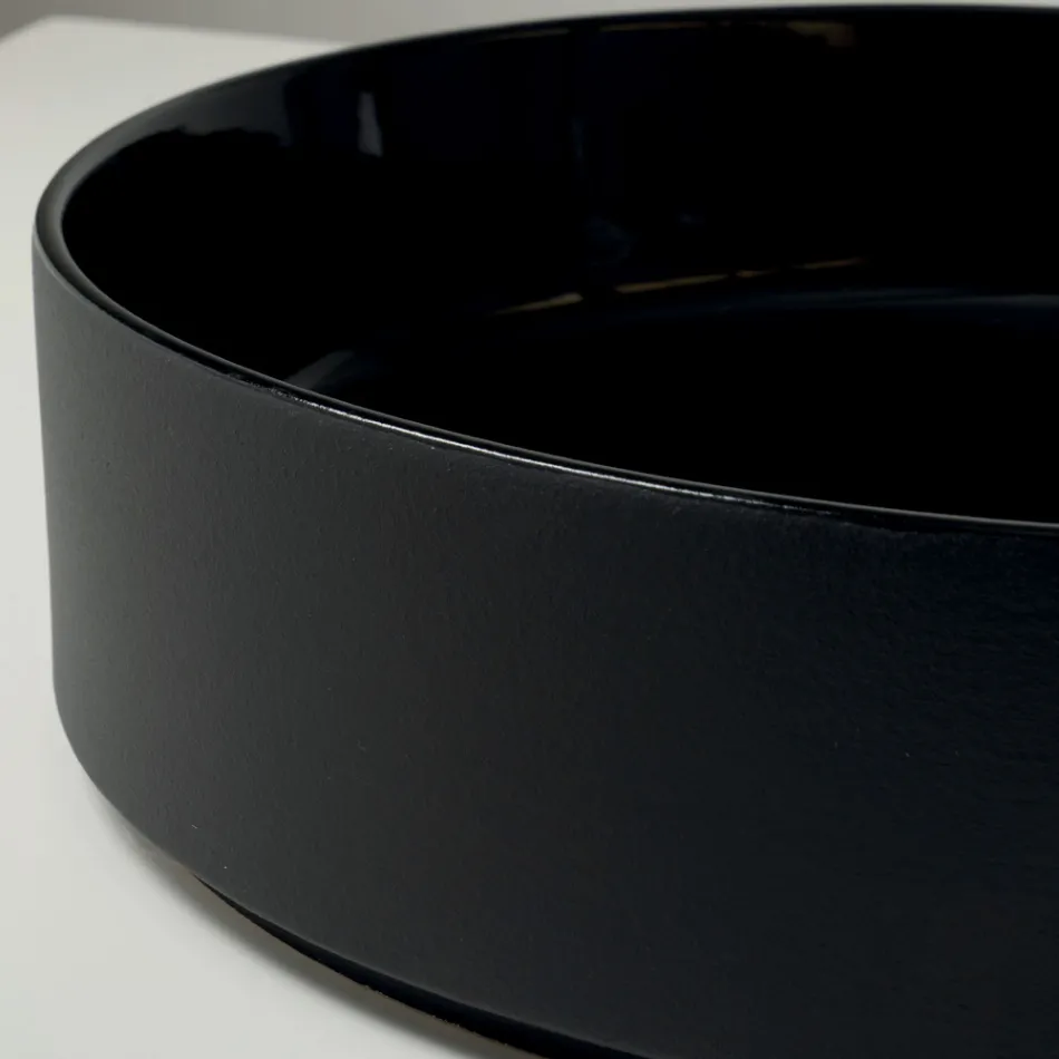 Vasque à poser Halo en grès cérame tourné à la main, fabriquée en Italie Viadurini