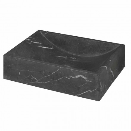 Vasque à poser en marbre noir carré Marquinia Made in Italy - Bernini Viadurini