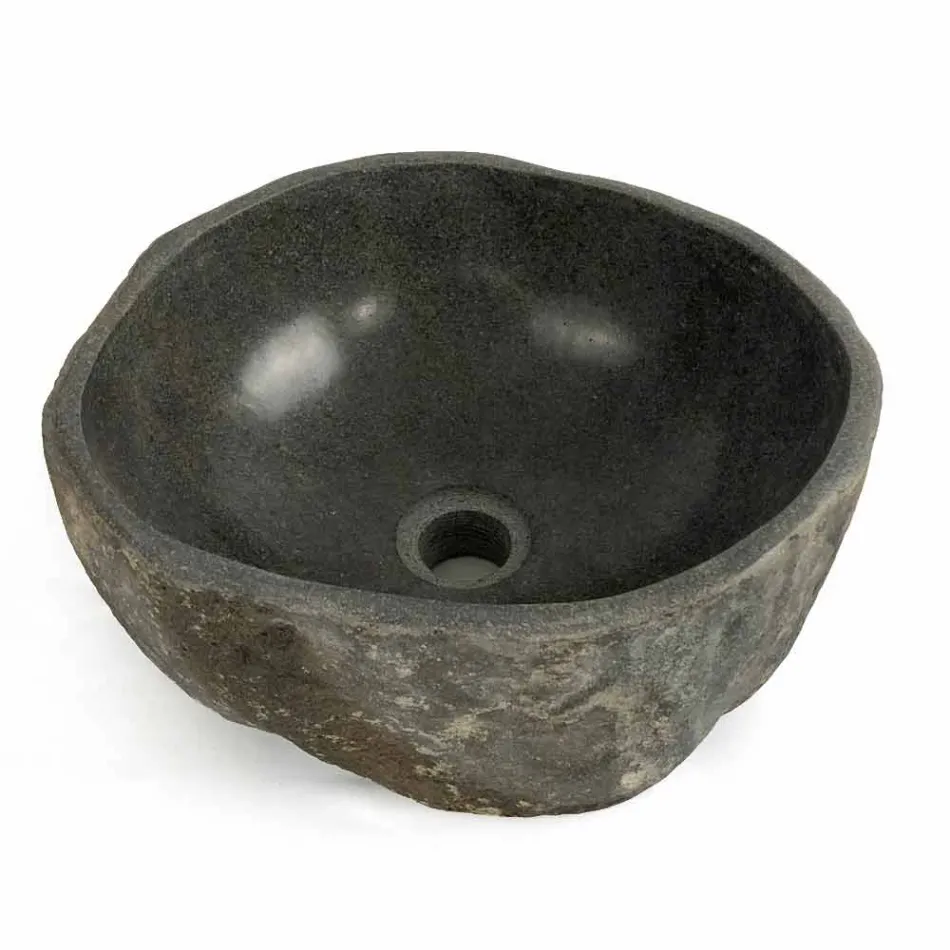 Vasque à poser en pierre de rivière naturelle Agra Viadurini