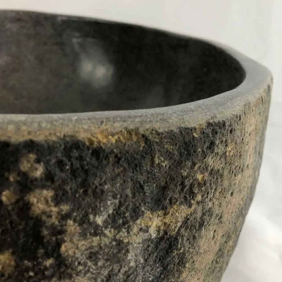 Vasque à poser en pierre de rivière naturelle Agra Viadurini