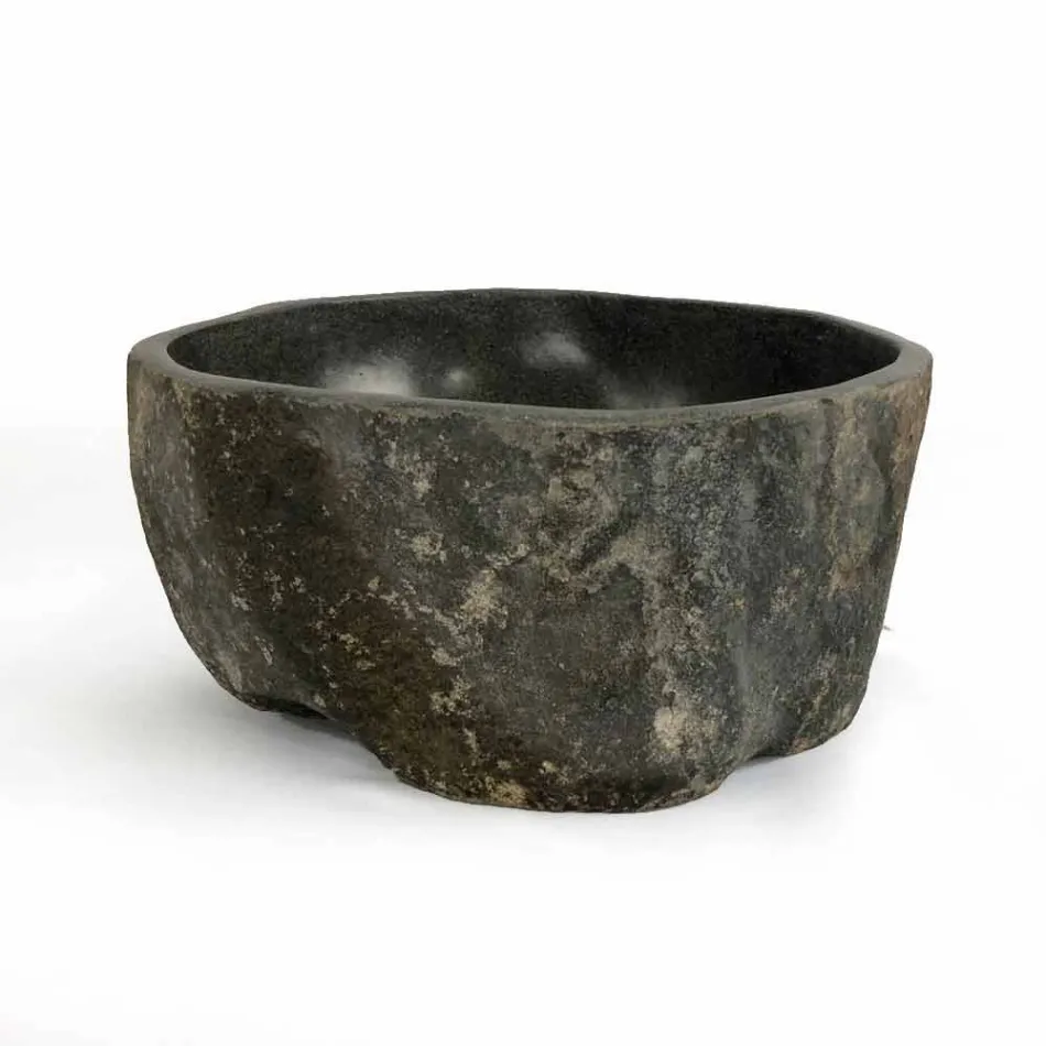 Vasque à poser en pierre de rivière naturelle Agra Viadurini