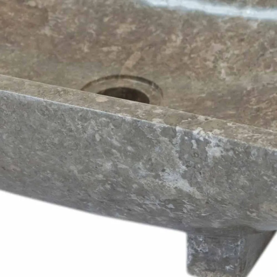 Lavabo en pierre grise naturelle Iria, une pièce Viadurini