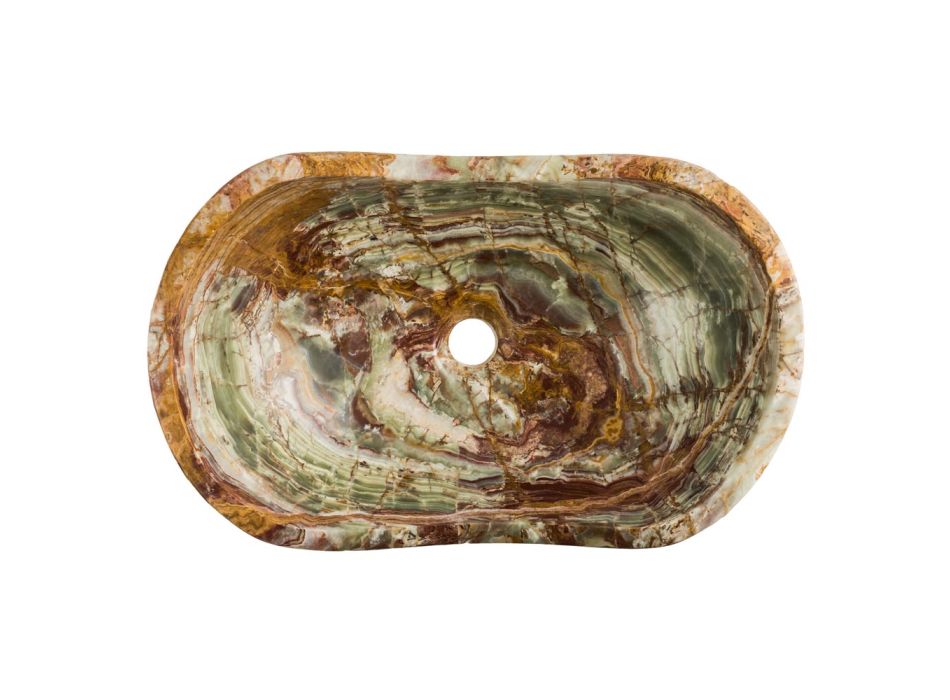 Vasque à poser en pierre d'onyx Leila, pièce unique faite à la main Viadurini