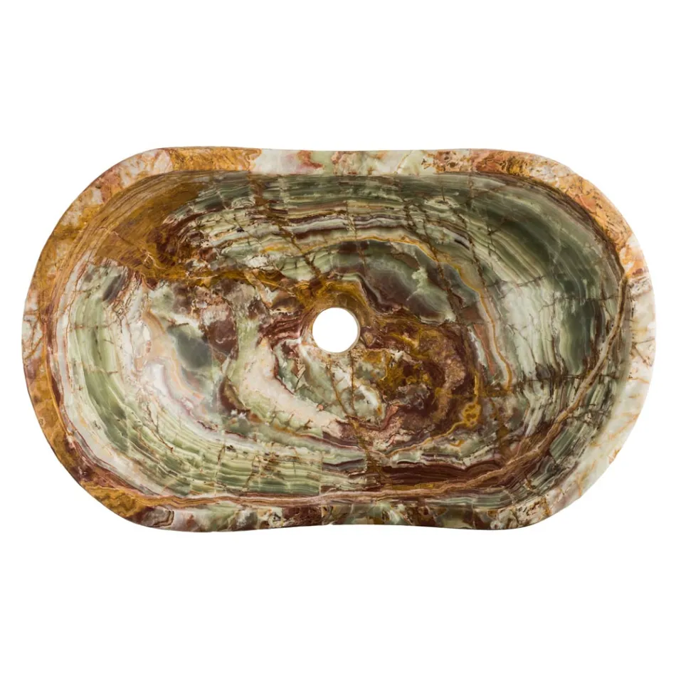 Vasque à poser en pierre d'onyx Leila, pièce unique faite à la main Viadurini