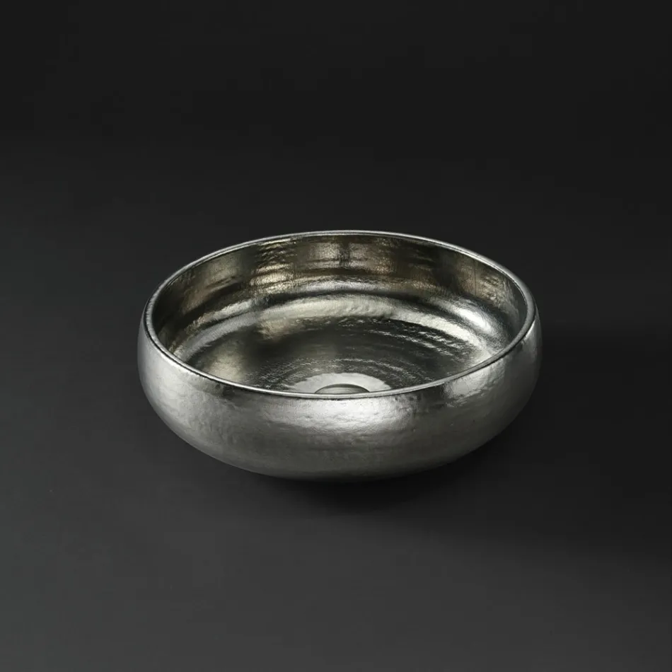 Vasque à poser en finition Raku Clay Platinum Made in Italy - Ribano Viadurini