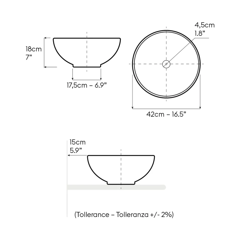 Évier de comptoir Raku tourné à la main, fabriqué en Italie - Magma Viadurini