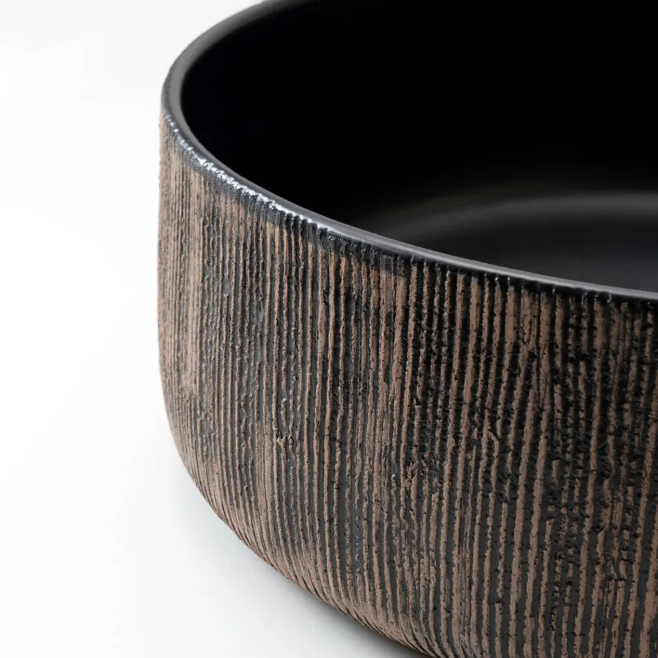 Lavabo de comptoir Balance en terre rouge naturelle décapée à la main Viadurini