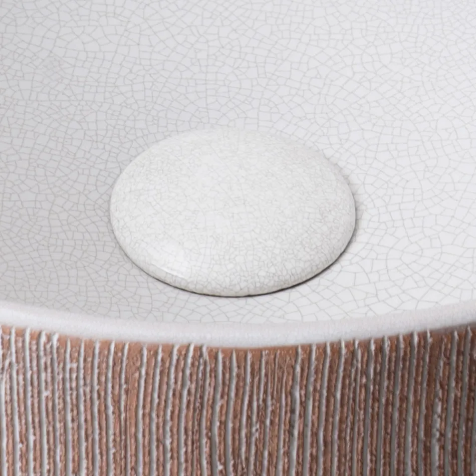 Lavabo de comptoir Balance en terre rouge naturelle décapée à la main Viadurini