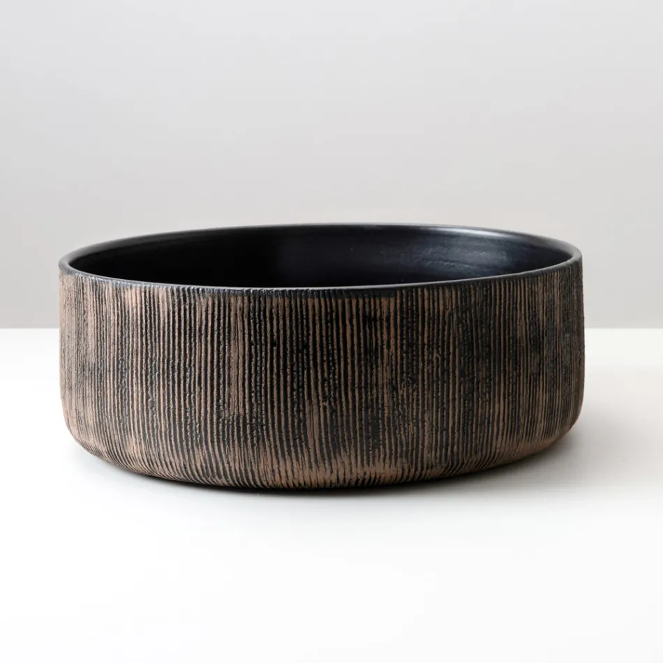 Lavabo de comptoir Balance en terre rouge naturelle décapée à la main Viadurini