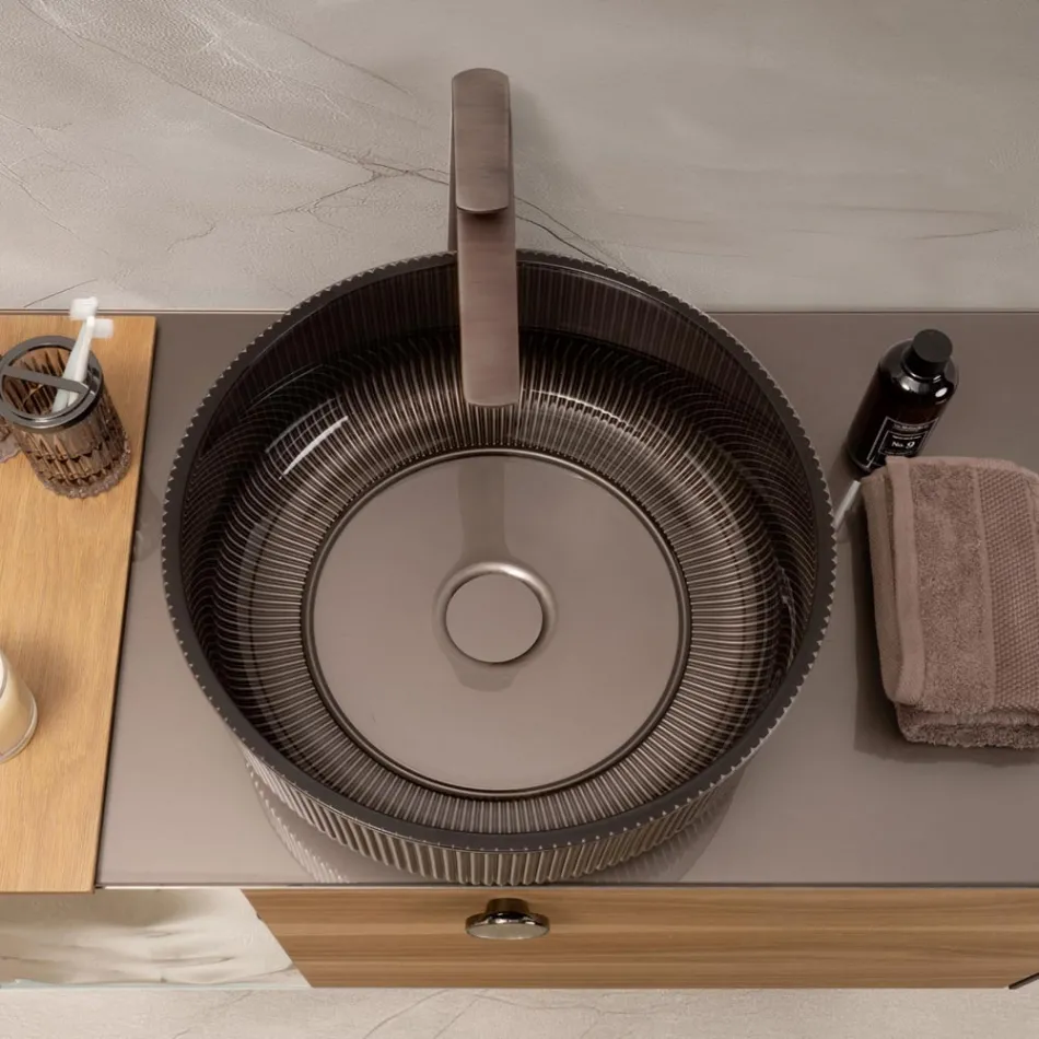 Vasque à poser en verre vénitien peint et recouvert de résine - Excelsior Viadurini